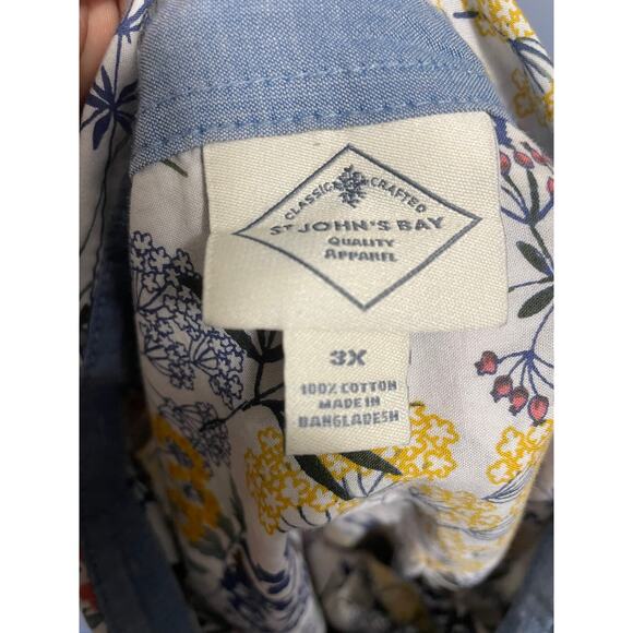 St Johns Bay Womans Long Sleeve Floral Button Up Size 3XL - Picture 4 of 8